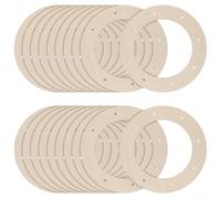 Lot de 20 cadres de couronne en bois pour décoration de bricolage, base circulaire avec 8 trous pour attacher des rubans, fleurs et perles à décorer (25 cm)