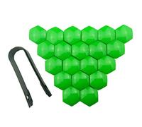 Lot de 20 capuchons de protection universels pour écrous de roue de voiture - 17 mm - Avec outil de démontage (diamètre intérieur 17 mm - jaune), Vert, 17mm