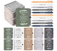 Lot de 20 carnets chrétiens à spirale en vrac avec verset de la Bible - Stylo à bille - Écriture inspirante - Cadeau de prière pour femme et homme - Fournitures scolaires