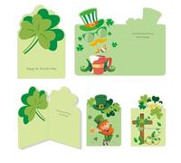 Lot de 20 cartes de vœux pour la Saint-Patrick avec enveloppes - 10,2 x 15,2 cm assorties en forme d'éléments irlandais de la St Patrick - Cartes de fête de la Saint-Patrick pour enfants, adolescents