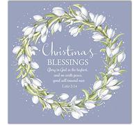 Lot de 20 cartes de vœux religieuses de Noël avec versets bibliques d'un motif « Couronne de gouttes de neige » - 20 cartes de Noël avec écritures - Soutien du travail caritatif missionnaire