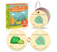 Lot de 20 cartes d'exploration pour enfants à partir de 2,3 ans en plein air, découverte de la nature, jeu de recherche, plein air, chasse au trésor pour filles, garçons, jardins, promenades, forêt