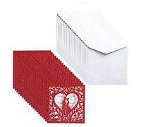 Lot de 20 cartes d'invitation de mariage, cartes de vœux creuses à paillettes, enveloppes d'invitation, fête prénuptiale, fiançailles, fournitures de fête, cartes d'invitation pour anniversaire