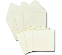 Lot de 20 cartes pliées carrées Crème 13,5 x 13,5 cm 240 g/m² avec enveloppes carrées 14 x 14 cm 90 g/m² collage humide