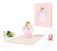 Lot de 20 cartes pop-up 3D Ange gardien en prière Carte d'anniversaire pop-up 3D Ange pour condoléances Noël Récupération Bon rétablissement spirituel Baptême Communion confirmation baptême Rose