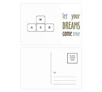 Lot de 20 cartes postales avec symbole de clavier ASWD Art Déco
