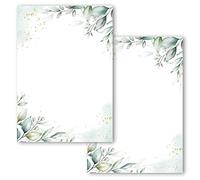 Lot de 20 cartes postales vierges avec motif - À personnaliser - À imprimer soi-même - Cartes d'invitation à faire soi-même - Vert aquarelle - 2 pages - Invitation à jouer à un anniversaire -