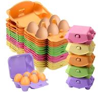Lot de 20 cartons colorés d'une demi-douzaine d'œufs en papier naturel pour œufs de poule, réutilisables, vierges et colorés pour Pâques 5 couleurs pour contenir jusqu'à 6 œufs de poule, panier en