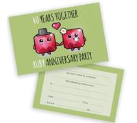 Lot de 20 cartons d'invitation pour 40e anniversaire de mariage avec enveloppes pliantes Format A6