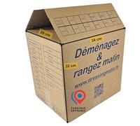 Lot de 20 Cartons Livres 34x26x32 cm - Fabriqués en France + 1 Rouleau Adhésif 68m | Multi-Usage & Robustes