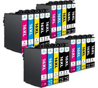 Lot de 20 cartouches d'encre de rechange 16XL compatibles avec Epson Workforce WF-2760 WF-2750 WF-2660 WF-2630 WF2750 WF2630 WF2630 WF2530 WF2510 WF 2750