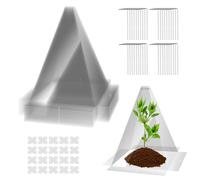 Lot de 20 chapeaux pour plantes, 28 x 20 x 20 cm, protection solaire, anti-escargots, protection contre le gel, les oiseaux, réutilisables, mini serre avec 40 piquets et 20 accessoires de support