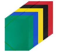 Lot de 20 Chemises A4 PP, 3 Rabats avec 2 Bandes Élastiques, Coloris Assortis, pour Bureau/École/Organisation XSHWYAN