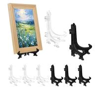 Lot de 20 chevalets en acrylique transparent - Chevalets en plastique - Présentoir pliable - Œuvre d'art de cadre - Pour présenter des livres, des assiettes, des DVD, des photos