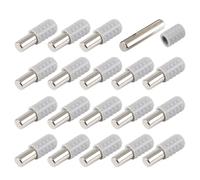 Lot de 20 chevilles de support d'étagère, 5 mm x 22 mm avec manchons en caoutchouc antidérapant, vis autotaraudeuses pour placard en bois, verre, armoire, placard, étagère - Barre droite