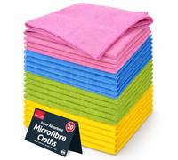 Lot de 20 chiffons de nettoyage en microfibre | 28 cm x 28 cm super absorbants et non pelucheux pour la maison et le bureau