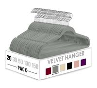 Lot de 20 cintres en velours Utopia Home - Cintres antidérapants - Cintres gris - Cintres pour costumes avec crochet rotatif à 360 degrés - Cintr