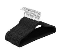 Lot de 20 cintres minces antidérapants en velours avec fente pour l'épaule - Cintres en velours noir pour une nification et une élégance optimales