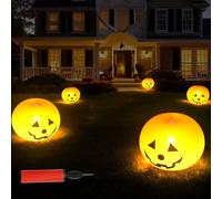 Lot de 20 citrouilles gonflables d'halloween - Décoration d'halloween - Citrouille Gonflable avec lumières LED - Lanternes gonflables de 30,5 cm - Accessoire de fête d'halloween - pour l'intérieur et