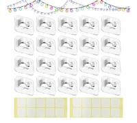 Lot de 20 clips de lumière de Noël robustes avec bandes adhésives étanches | Gestionnaire de fils muraux pour propriétaires, locataires, mariage, vacances, appartement, jardin, événements, balcon