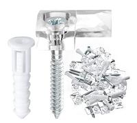 Lot de 20 clips de support de miroir sans cadre de 3 à 4 mm - Clips de fixation en plastique transparent pour miroir avec vis et chevilles pour mur, armoire, porte