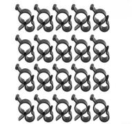 Lot de 20 clips d'éclairage d'auvent de véhicule récréatif - Cintres lumineux en plastique avec deux crochets pour caravane, camping-car, tente, accessoires de rail coulissants noirs, 4,9 cm