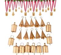 Lot de 20 clochettes rustiques à Suspendre Vintage Faites à la Main - Mélange de cônes et clochettes cylindriques pour décoration de Noël Festive