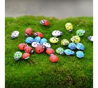 Lot de 20 coccinelles en bois, mini coccinelles, figurine de modèle de coccinelle, accessoires de bricolage pour la maison et le jardin (multicolore)