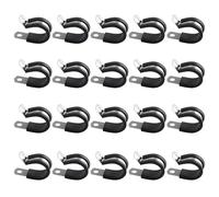 Lot de 20 colliers de serrage en acier inoxydable, en forme de R, colliers de câbles doublés en caoutchouc, colliers en P en acier inoxydable, colliers de câbles métalliques isolants, colliers de