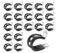 Lot de 20 colliers de serrage en P de 19 mm, en acier inoxydable 304 avec insert en caoutchouc, pince en P robuste et clip P, collier de serrage polyvalent et collier de serrage pour une fixation sûre
