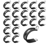 Lot de 20 colliers de serrage en P de 35 mm en acier inoxydable 304 avec insert en caoutchouc, pince P robuste et clip P, collier de serrage polyvalent et collier de serrage pour une fixation sûre