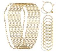 Lot de 20 colliers et bracelets à breloques, design élégant et simple, plaqué or, mousquetons robustes, avec 10 colliers et 10 bracelets, parfait pour tous les jours, option cadeau à faire soi-même