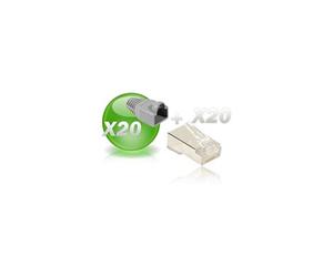 Lot de 20 connect. 8-8 RJ45 blinde et manchon