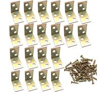 Lot de 20 connecteurs coudés à 90 ° jaunes galvanisés avec vis - Utilisé pour l'installation de l'étagère de l'armoire (25 x 25 x 15 mm)