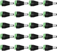 Lot de 20 connecteurs d'alimentation CC mâles 12 V CC vers bornes à vis,connecteurs adaptateur jack 5,5 mm x 2,1 mm pour bande LED,câble de caméra de sécurité CCTV