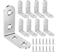 Lot de 20 connecteurs d'angle en acier inoxydable - Angle métallique - 90 degrés - 40 x 40 mm - Petits angles avec 80 vis - Pour montage d'angle - Meubles - Table - Chaise - Bibliothèque - Argenté