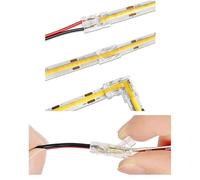 Lot de 20 connecteurs de bande LED, clips transparents sans soudure à 2 broches, sans soudure, type presse manuelle pour bandes lumineuses LED COB et SMD, pas de zone sombre, convient pour 5 mm, 8 mm