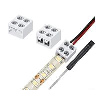 Lot de 20 connecteurs de ruban LED sans soudure à 2 broches pour bande lumineuse 12 V/24 V, conception à bornes à vis compatible avec 16-22 AWG solide/toronné W (10 mm)