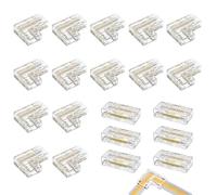 Lot de 20 connecteurs pour bande LED COB - 2 broches - 8 mm - Connecteur d'angle en forme de L et connecteur central transparent sans soudure - Connecteur sans soudure - Pour bande LED de 8 mm de