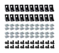 Lot de 20 connecteurs profilés en aluminium noir série 2020, 20 supports de coin, 40 écrous en T et vis hexagonales et rondelles pour fente 6 mm 20S accessoires de rail en aluminium