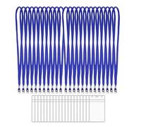 Lot de 20 cordons de pochette en plastique transparent - Étanche et résistant aux déchirures - Colliers légers avec clip pour bureau, école, social, bleu B