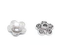 LOT DE 20 COUPELLES PERLE INTERCALAIRE METAL ARGENTE 10 mm FORME FLEUR - Perles d'espacement - CREATION