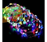 20 Pièces LED Bandeau Fleur, Bandeau Guirlande de Fleurs LED Colorées, Couronne Fleur Cheveux avec 3 Modes D'Éclairage, Lumineux Coiffure Bandeau Floral pour Mariages Fêtes Festivals Anniversaires