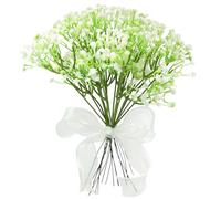 Lot de 20 couronnes de voile artificielles avec ruban de 3 m de ruban, toucher réel - Gypsophila artificielle blanche - Pour mariage, fête, bouquet de mariée, décoration d'intérieur