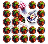 Lot de 20 couvercles TO 66 à décor de fruits I adapté pour pots de 125 ml I Twist-Off I pour pots de confiture I + livre de