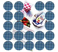Lot de 20 couvercles TO 82 Bleu Blanc Checked I convient pour pots de 230 ml - 350 ml - 435 ml I Twist-Off I pour pots de confiture