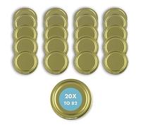 Lot de 20 couvercles Twist-Off 70 mm dorés pour bocaux, bouteilles, confitures, miel, épices - Avec mode d'emploi, métal, TO82