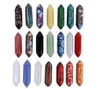 Lot de 20 Cristaux de Guérison, Pierres Naturelles en Forme de Baguette Hexagonale pour Méditation, Équilibrage des Chakras, Reiki et Décoration Intérieure