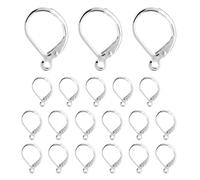 Lot de 20 Crochets à Levier pour Boucles d'Oreilles en Cuivre Argenté, Boucles d'oreilles Fermeture Sécurisée Anneaux Inclus, Hypoallergéniques avec Fermoir de Sécurité pour Bijoux Fantaisie