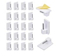 Lot de 20 crochets autocollants en plastique pour tringle à rideaux (blanc, carré)